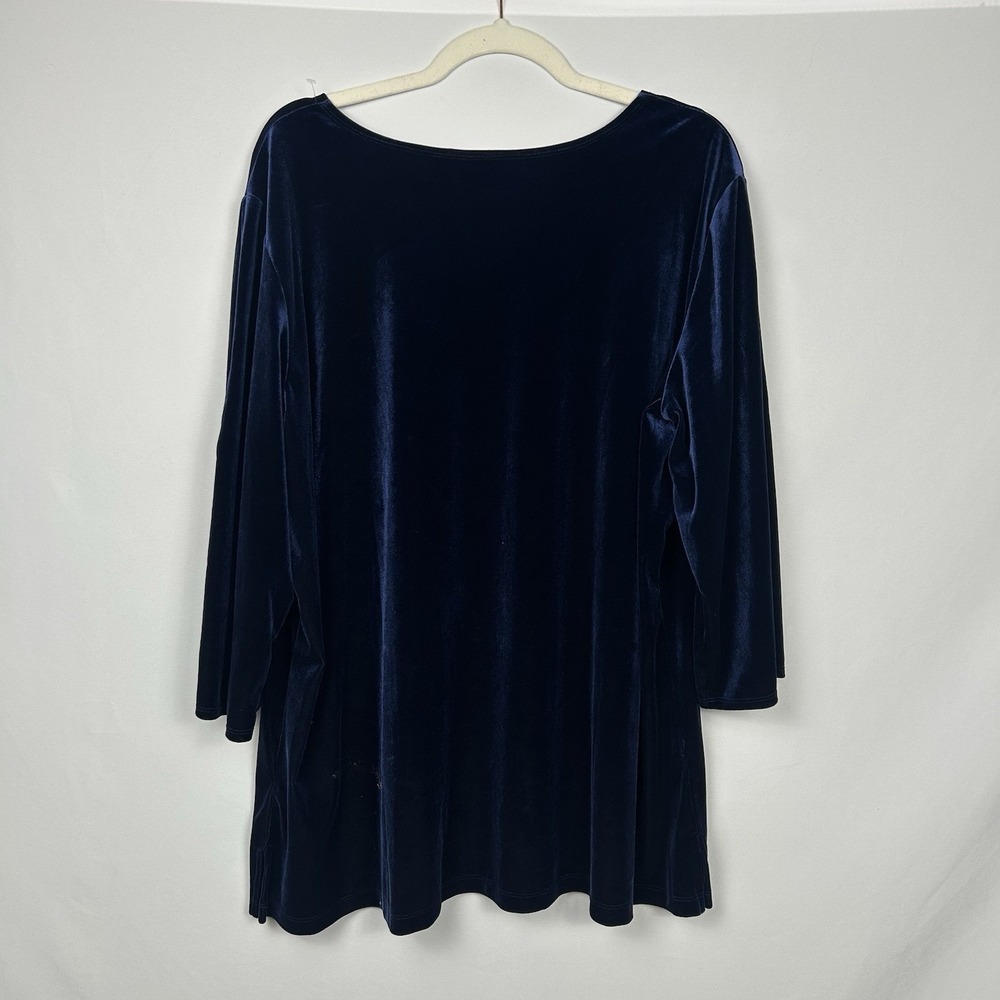 NWT Susan Graver Women's Velvet Top 2X Cut Out Sequin 3/4 Sleeves Glam Party - Picture 5 of 9